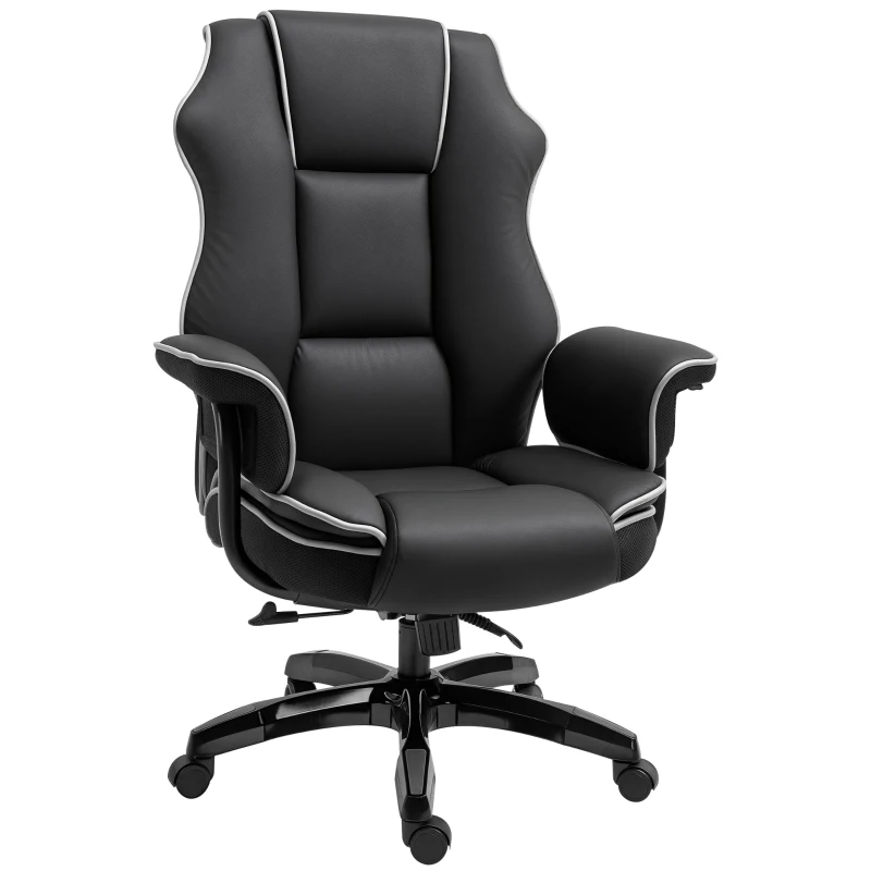 Vinsetto Faux Leather Executive Office Chair, with Contrast Piping - Black/White