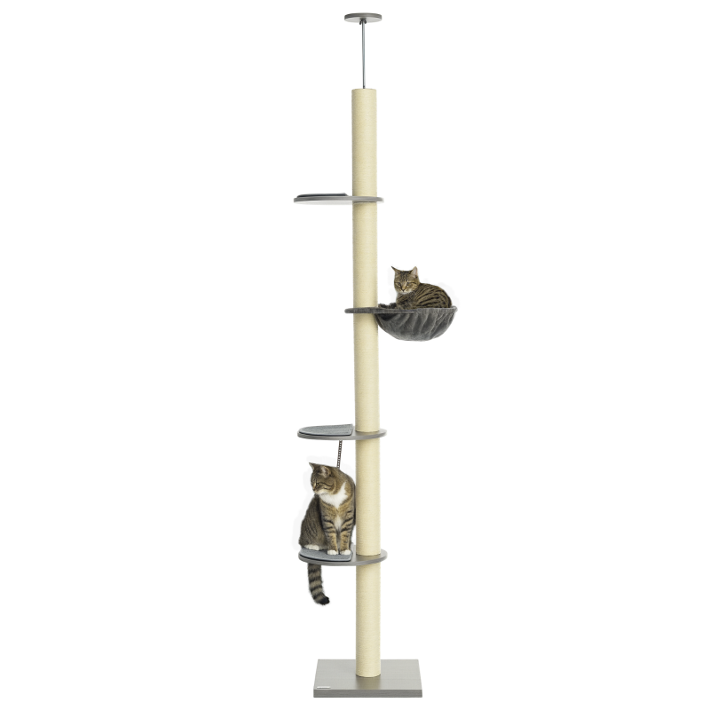 PawHut 250cm Floor to Ceiling Cat Tree with Hammock, Scratching Post