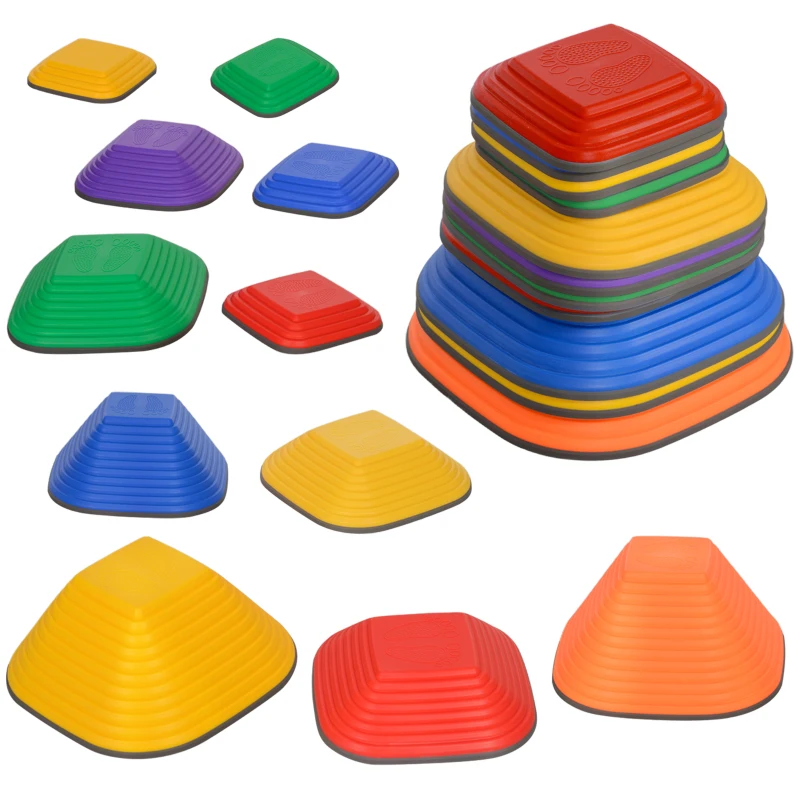 AIYAPLAY Balance Stepping Stones for Kids, 11PCs Non-Slip Stackable River Stones, Obstacle Courses for Balance & Motor Skills