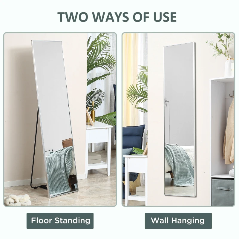 HOMCOM Full Length Mirror, Freestanding or Wall-Mounted Dressing Mirror with Stand for Bedroom, Living Room, 160 x 40 cm, Black Frame