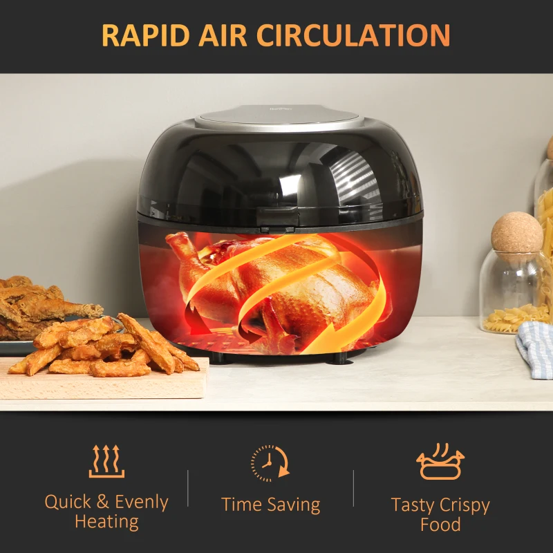 HOMCOM 7L 1500W Digital Air Fryer Oven with Roast, Broil, Bake, Dehydrate, Air Fry, 7 Preset Menus, Rapid Air Circulation, Timer and Non-stick Coating