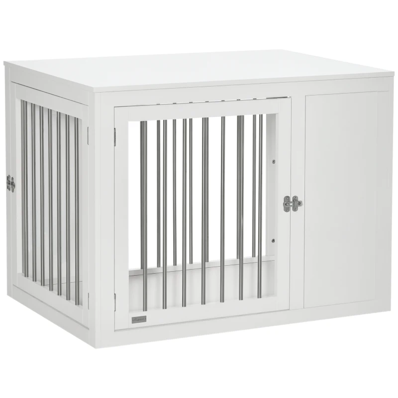 PawHut 2-in-1 Dog Cage and Side Table, with Two Lockable Doors, for Medium  Large Dogs - White
