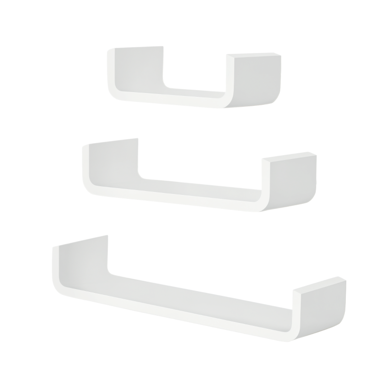 HOMCOM Set de 3 Estanterías Flotantes 60/45/30x15x10 cm Estantes de Pared de Madera Almacenamiento de Libros Fotos Decoración para Salón Pasillo Habitación Blanco