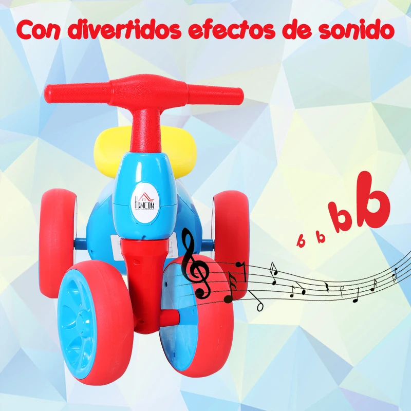 HOMCOM Bicicleta sin Pedales con Sonido y Mini Almacenamiento 57x33.5x42.5cm 20kg