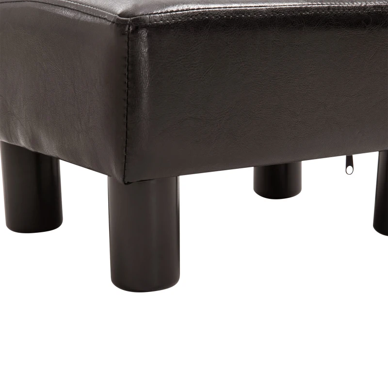 HOMCOM Footstool, Faux leather Upholstered Footrest, Small Ottoman Foot Rest with Wooden Frame for Living Room, 40 x 30 x 24cm, Brown(m-5)