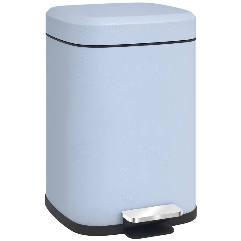 HOMCOM 12L Modern Boxy Metal Home Kitchen Bin - Light Blue