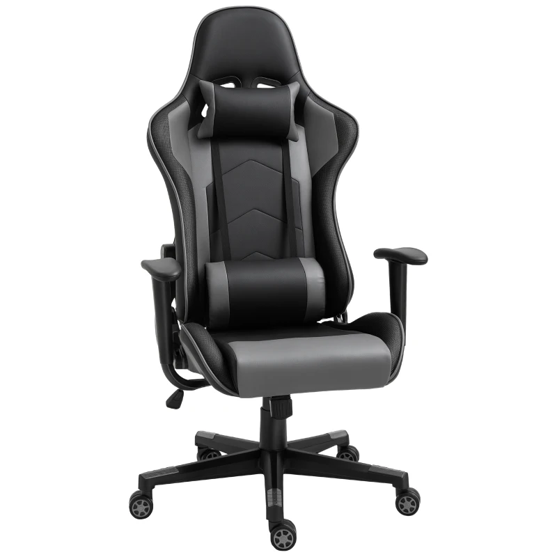 Vinsetto Gaming Chair, Computer Desk Chair, Racing Chair with Adjustable Height, Head Pillow and Lumbar Support for Adults, Black