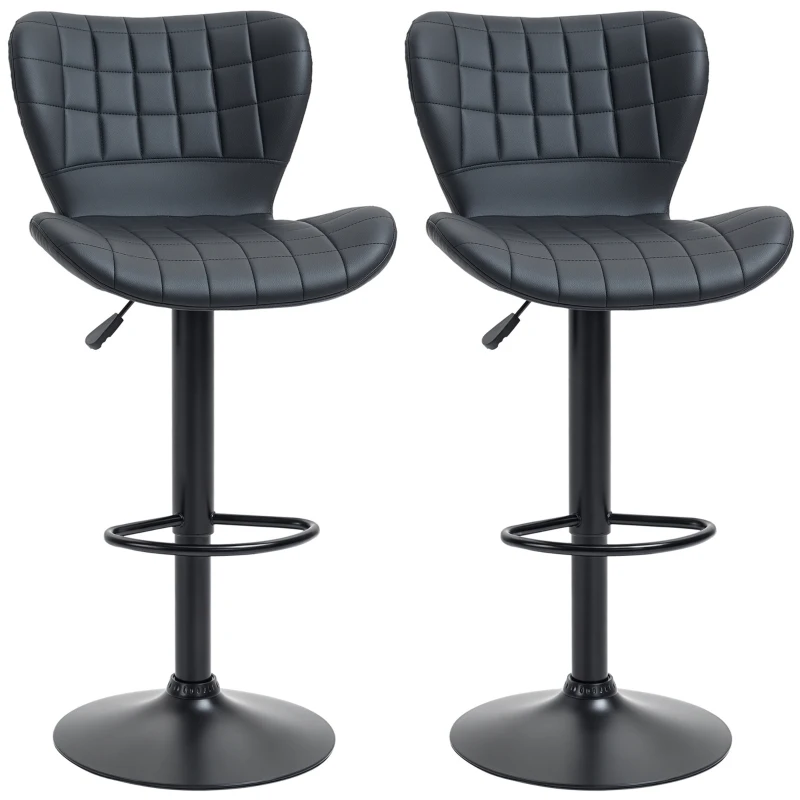 HOMCOM 2-er-Set Barhocker Retrodesign 47 cm x 51,5 cm x 89-109 cm Schwarz