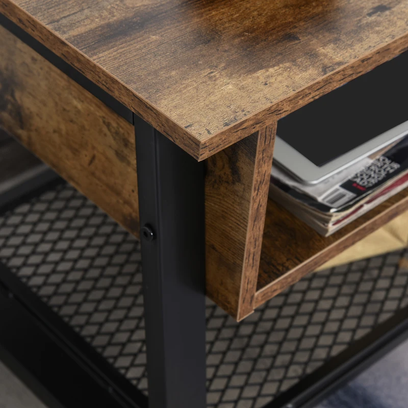 HOMCOM TV Stand for TVs up to 45 Inches, Industrial TV Table with Open Shelves for Living Room, 50.5 x 100 x 40 cm, Brown
