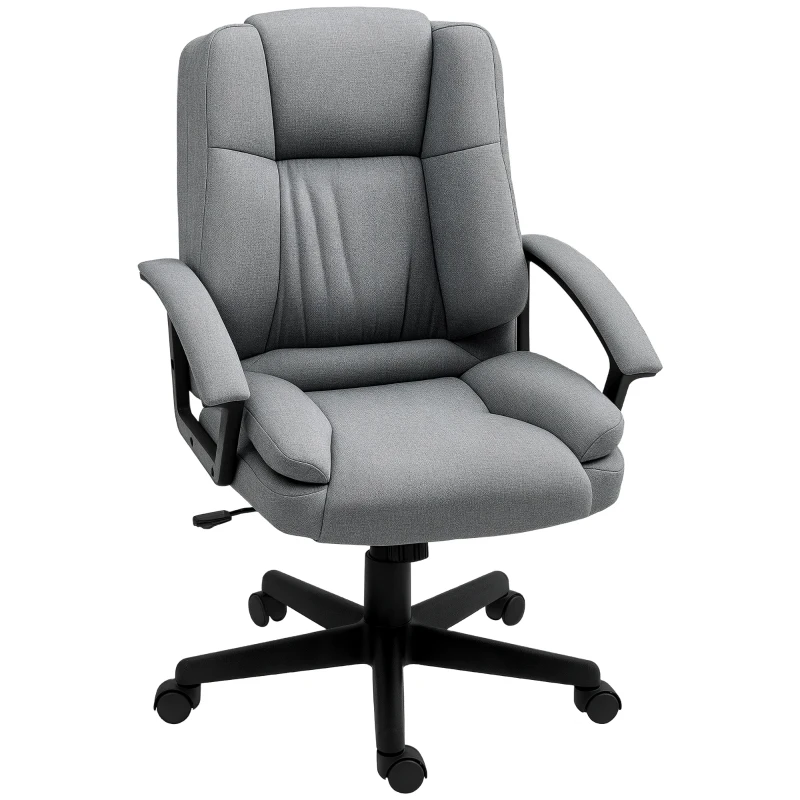 HOMCOM Linen-Look Padded Office Chair - Grey
