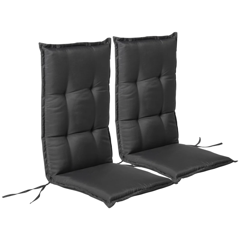 Outsunny Cojín de 2 Piezas para Tumbona de Exterior Colchoneta para Sillas de Jardín Acolchado Cómoda con Cuerda de Fijación Lavable a Mano Poliéster Esponja 120x50x6 cm Gris