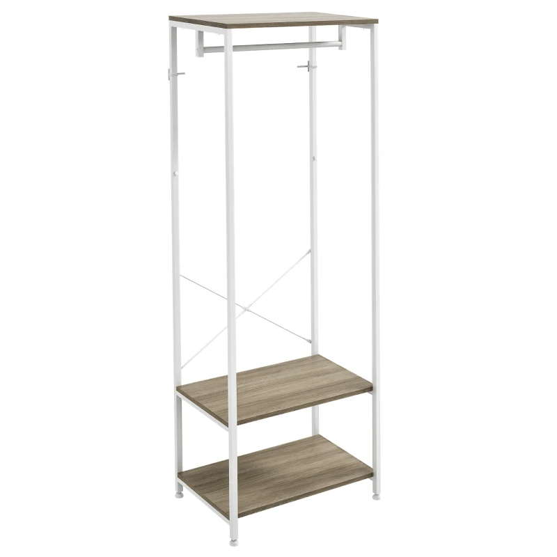 HOMCOM Hallway Coat Rack and Shoe Bench Tree - Grey