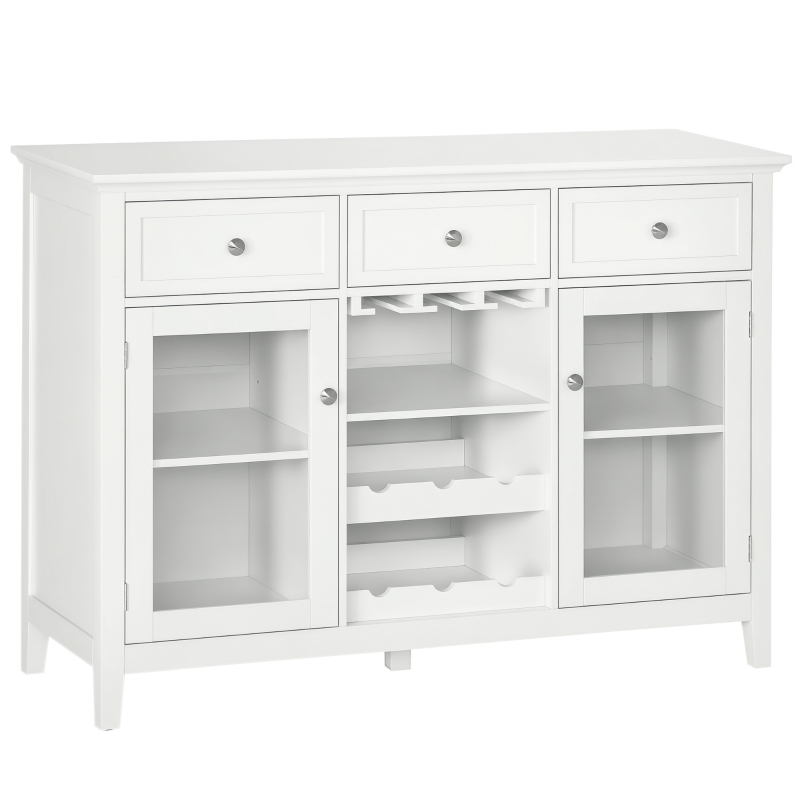 HOMCOM Buffet Meuble De Rangement Avec 2 Tiroirs 3 étagères Ouvertes Et Placard 2 Portes 110 X 29 5 X 82 Cm Blanc~1kv5953m86000