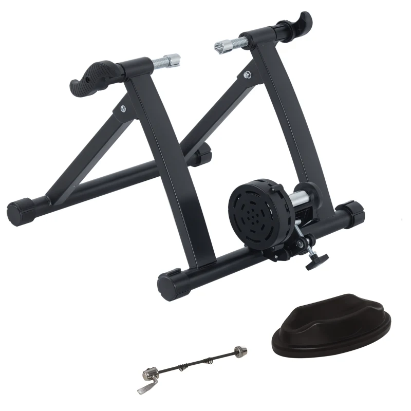 HOMCOM Rollentrainer Fahrradtrainer Heimtrainer Magnetbremse 26"-28"/700C Stahl Schwarz