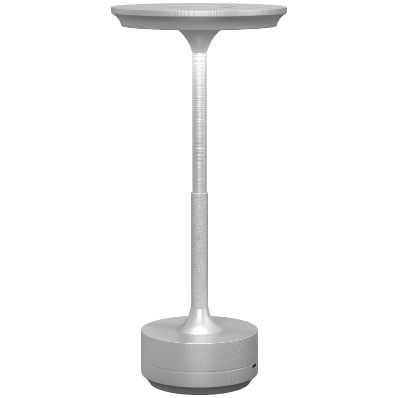 HOMCOM Cordless Table Lamp, Touch LED Desk Lamp with 4000mAh Rechargeable Battery, 3 Colour, for Bedroom Living Room, Silver