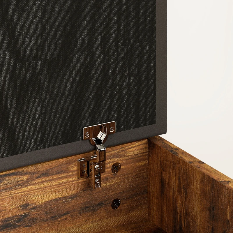 HOMCOM Mueble Zapatos Banco de Zapatos 2 Niveles de Almacenamiento, Nicho + Cofre integrado con Cojín Efecto madera de caoba