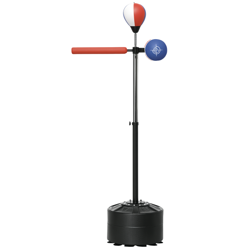 SPORTNOW Boxständer, höhenverstellbar, Reflexstange, Pratze, Speedball, befüllbarer Standfuß, 80,5 x 48 x 163-205 cm