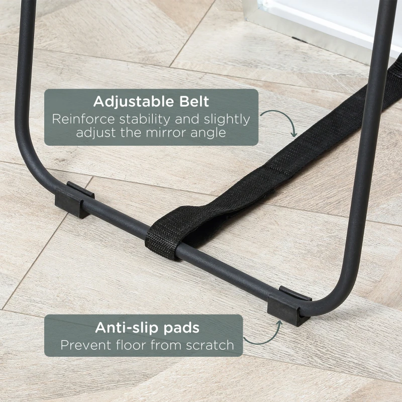 HOMCOM Full Length Mirror, Freestanding or Wall-Mounted Dressing Mirror with Stand for Bedroom, Living Room, 160 x 40 cm, Black Frame