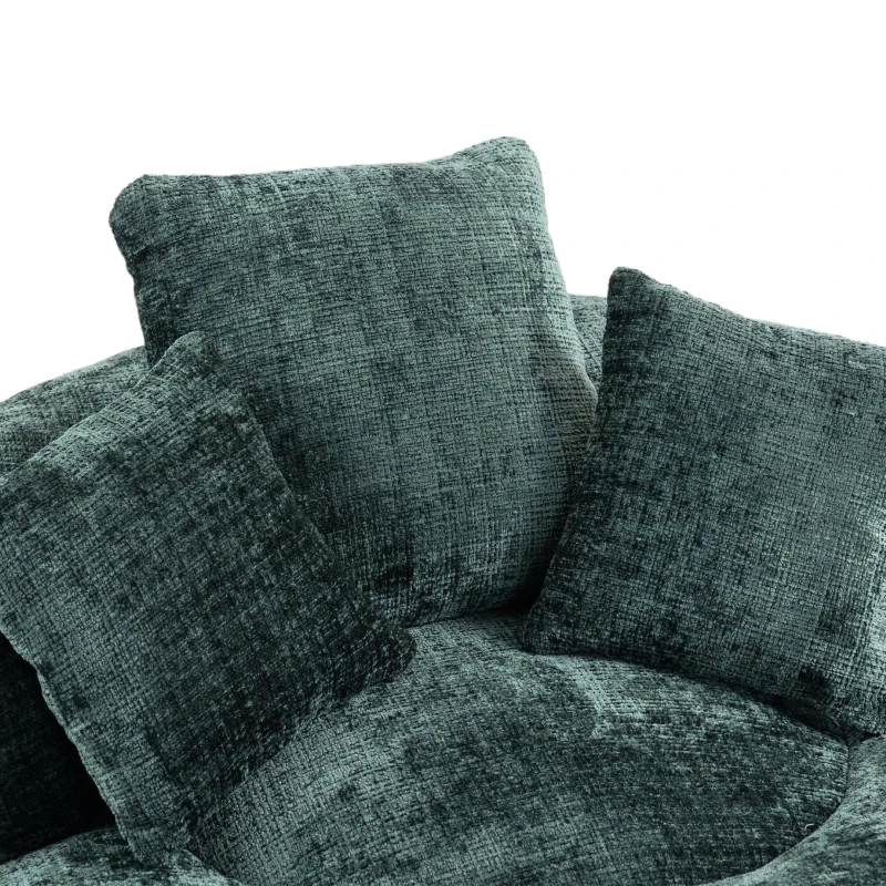 Lazy Sofa Bean Bag Chair with Memory Foam Filling, High Back and Three Pillows, Indoor and Outdoor Use, 108L x 108W x 52H cm, Green