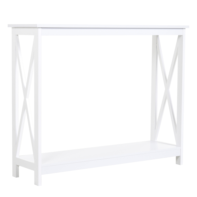 HOMCOM Table de console table d'entrée style table de drapier néo-rétro étagère dim. 100L x 30l x 80,5H cm MDF blanc