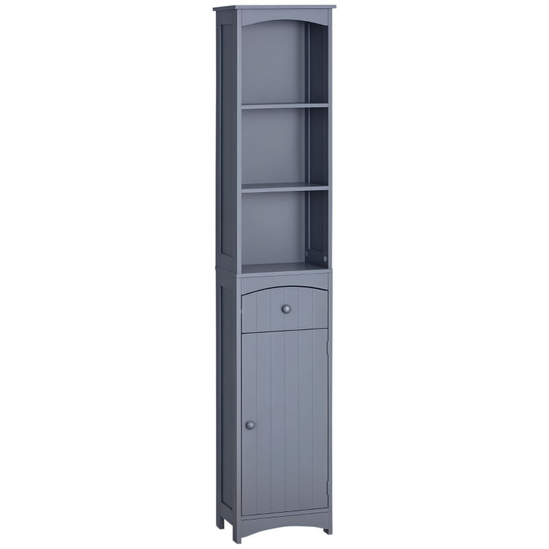 HOMCOM Meuble Colonne de Salle de Bain Meuble colonne rangement WC avec étagère et tiroir, placard 34L x 24l x 170H cm Gris