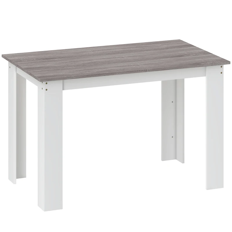 HOMCOM Masă Modernă de Dining pentru 4-6 Persoane 120x69x75 cm Gri și Alb