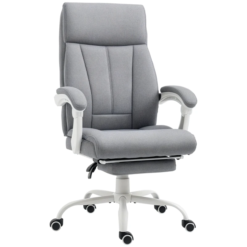 Vinsetto Office Chair, Ergonomic Desk Chair, Fabric Work Study Chair with 155° Reclining Back and Footrest, Adjustable Height and Swivel Wheels, Grey