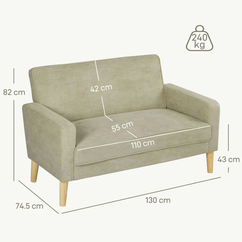 HOMCOM Two-Seater Velvet-Feel Sofa - Beige