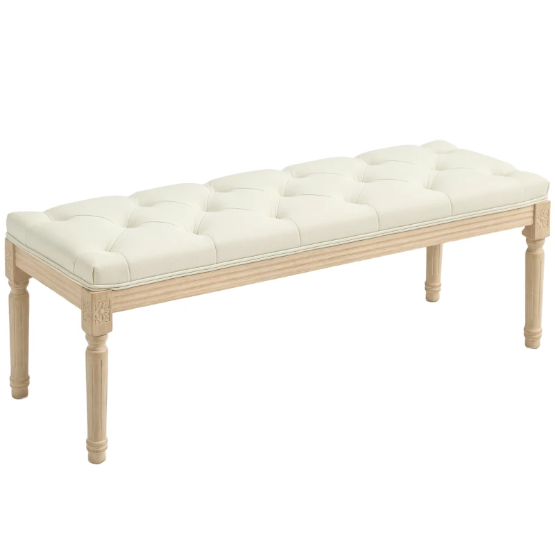 HOMCOM Vintage Wooden Bed End Bench - Cream White