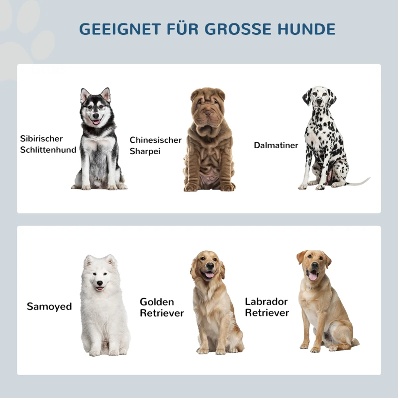 PawHut Verhoogde Voerstation met 2 Roestvrijstalen Kommen en 44 L Opbergruimte, Magnettüren, voor Grote Honden, Grijs