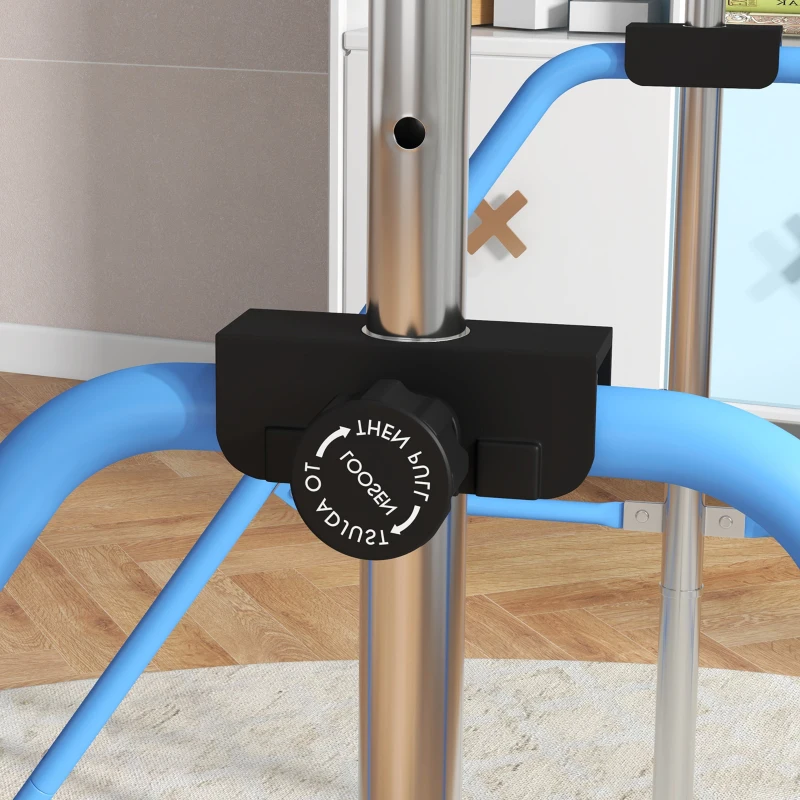 HOMCOM Barre de gymnastique pour enfants, barre horizontale pliable à hauteur réglable avec anneaux de gymnastique, bleu