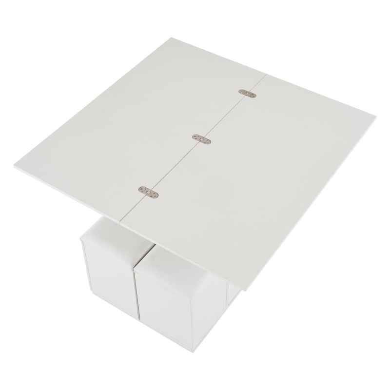 Lift-Up Coffee Table with Hydraulic Mechanism, Hidden Storage and Adjustable Height, 100L x 50W x 48H cm, White