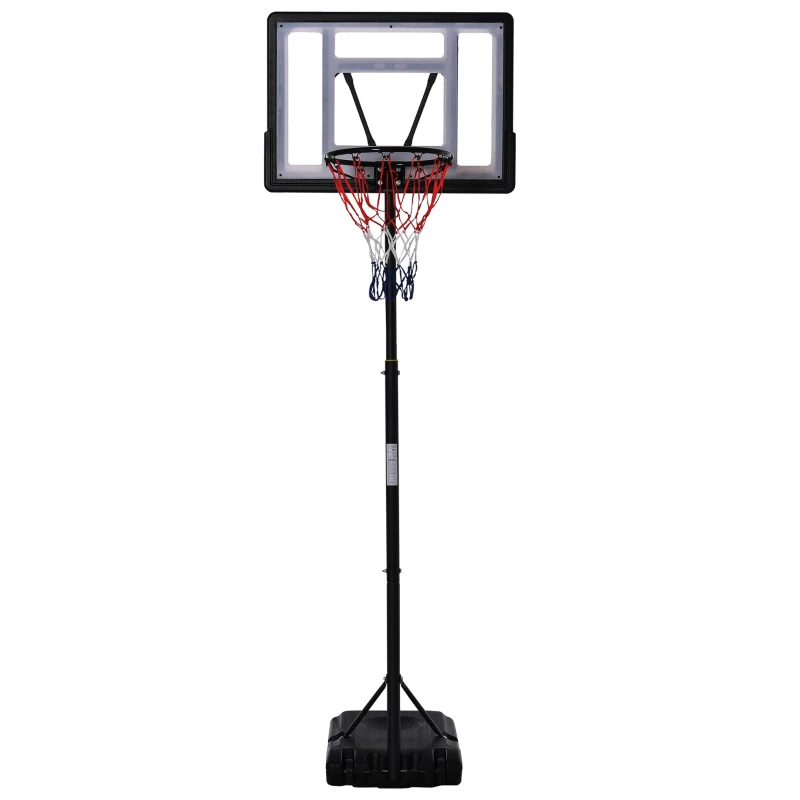 HOMCOM Panier de basket sur pied hauteur réglable de 203cm à 258 cm avec roulettes panneau arrière solide base de lestage noir