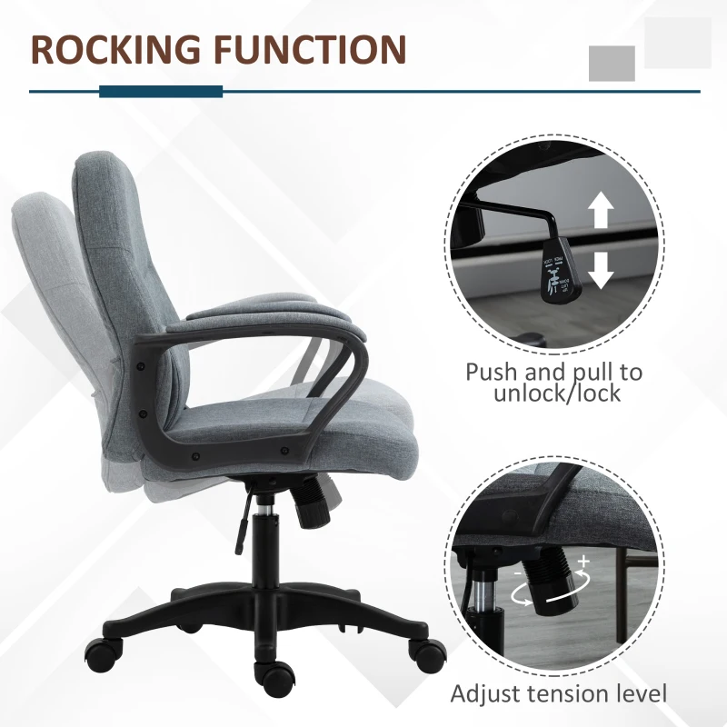 Vinsetto High Back Office Chair with Massage,  Computer Chairs with Adjustable Height, High Back, Swivel Wheels, Grey