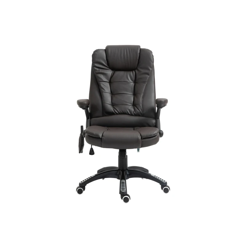 HOMCOM Executive Office Chair with Vibration Massage and Heat, High Back, PU Leather Massage Office Chair, Brown