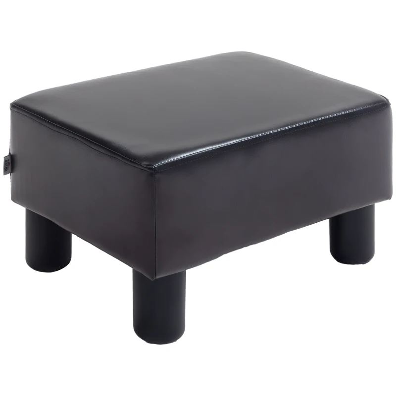 HOMCOM Footstool, Faux leather Upholstered Footrest, Small Ottoman Foot Rest with Wooden Frame for Living Room, 40 x 30 x 24cm, Brown(m-10)