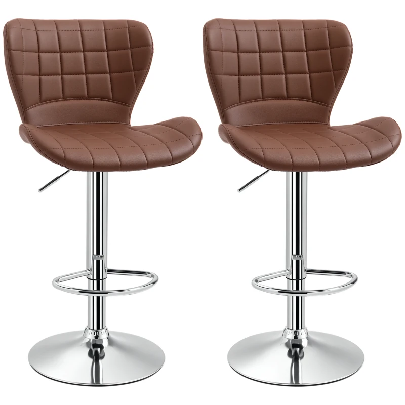 HOMCOM Lot de 2 Tabourets de Bar Design Contemporain Hauteur d'assise réglable 59-81 cm pivotant 360° PU marron