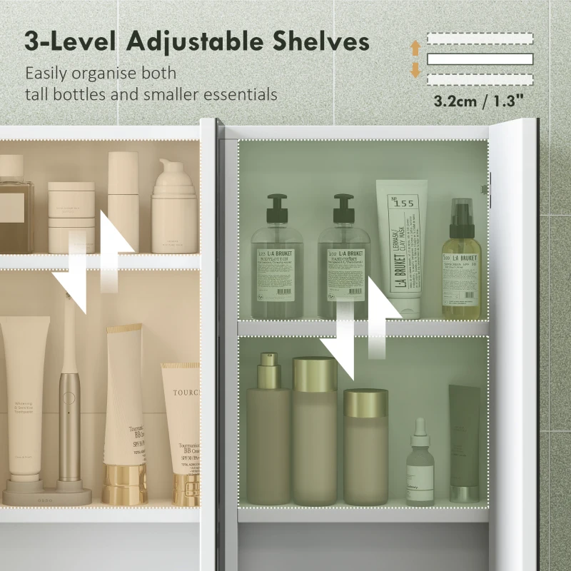 HOMCOM Three-Mirror Bathroom Storage Cabinet - White