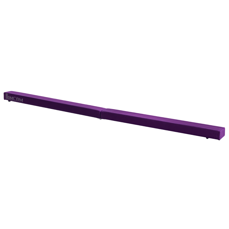 HOMCOM Poutre de gymnastique pliable poutre d'équilibre antidérapante 2,1 m revêtement daim violet
