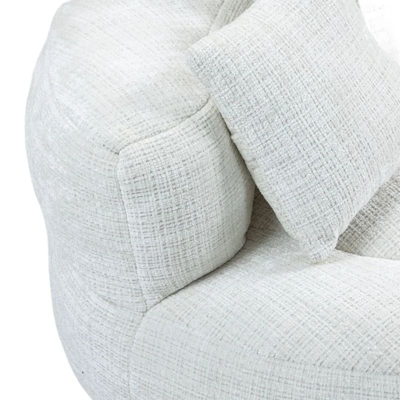 Lazy Sofa Bean Bag Chair with Memory Foam and Chenille Fabric, High Back Design with Three Pillows, 108L x 108W x 52H cm, Beige