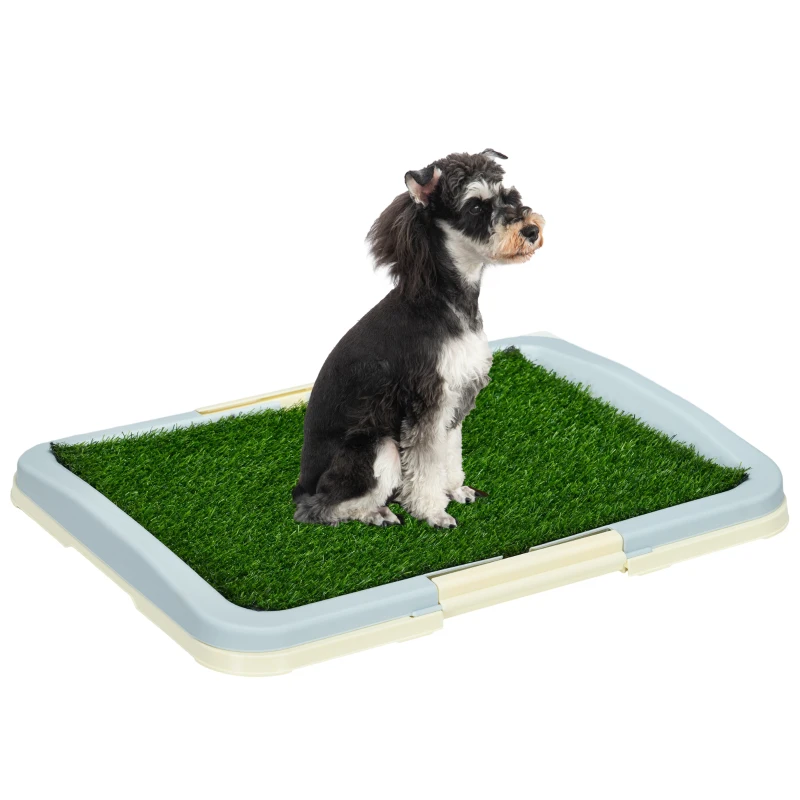 Pawhut Toaleta Pentru Caini, Litiera Portabila Pentru Catei Cu Iarba Artificiala, Panou Cu Grila, Tava, 63 x 48,5 cm