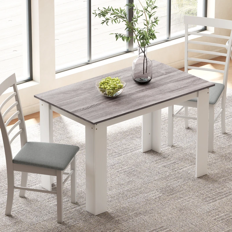 HOMCOM Mesa de Comedor para 4-6 Personas Rectangular de Melamina de Madera y Estilo Moderno 120x69x75 cm Gris y Blanco
