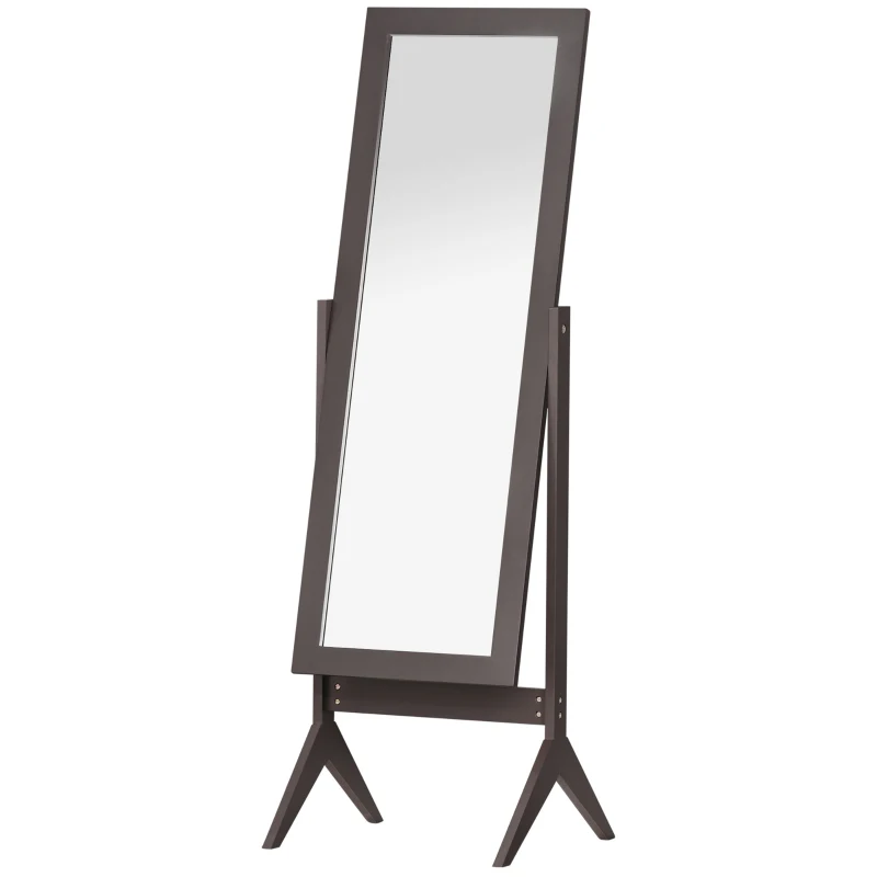 HOMCOM Miroir en Pied Grand Miroir de Sol Inclinaison réglable pour Dressing Chambre dim. 47L x 46l x 148H cm en Bois Brun Foncé