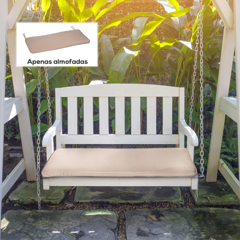 Outsunny Almofada para Banco de Exterior 110x46x5cm Capa Removível e Lavável Almofada Acolchoada para Banco Duplo de Jardim Terraço Bege Escuro