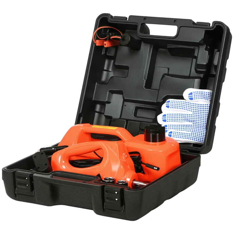 DURHAND Cric électrique hydraulique voiture levage 15,5-36 cm/42 cm - 12V charge 5 tonnes avec kit complet orange