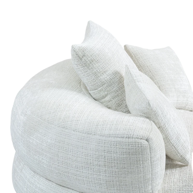 Lazy Sofa Bean Bag Chair with Memory Foam and Chenille Fabric, High Back Design with Three Pillows, 108L x 108W x 52H cm, Beige