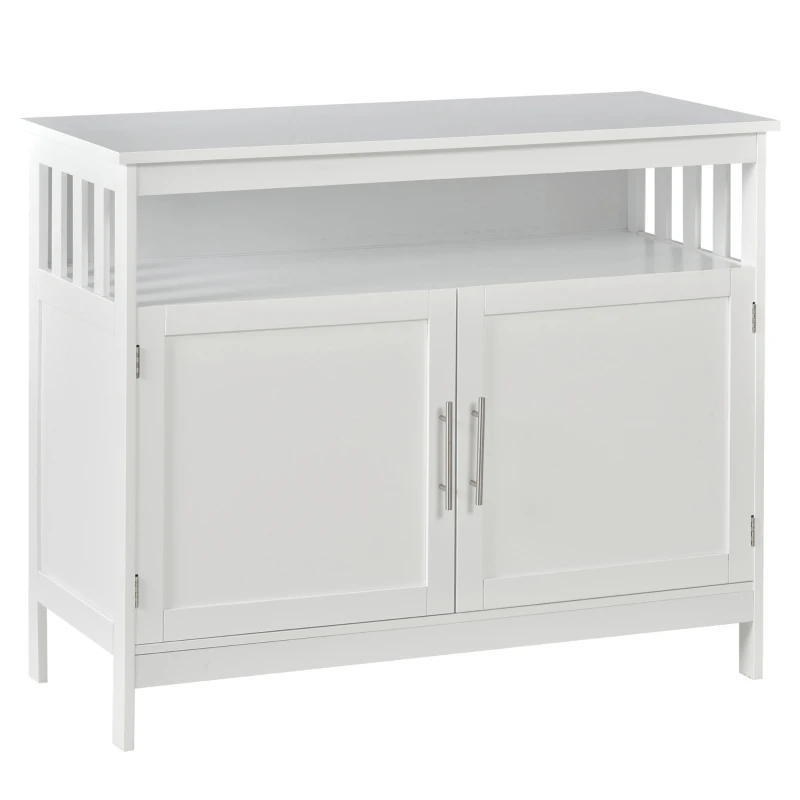 HOMCOM Kitchen Console Table/Buffet Sideboard/Wooden Storage Table with 2-Level Cabinet and Open Shelf, White
