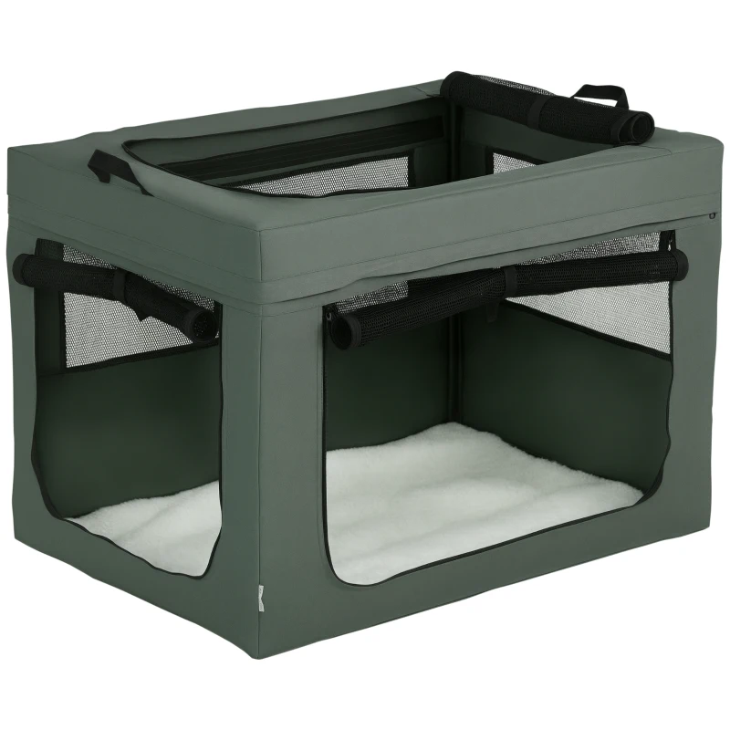 PawHut Sac de transport pliable pour animaux de compagnie avec poignée tissu en maille 89,5L x 62,5l x 62,5H cm gris noir