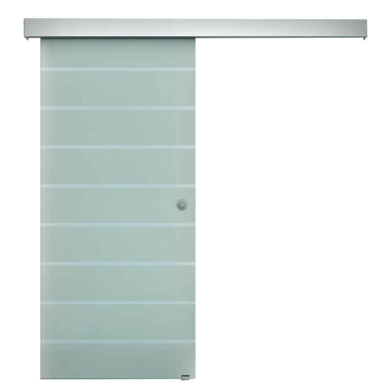 HOMCOM Porta Scorrevole Interna in Vetro Smerigliato e Satinato con Binario B1 e Maniglia per Bagno Cucina Studio Vetro 205x 90x 0,8cm