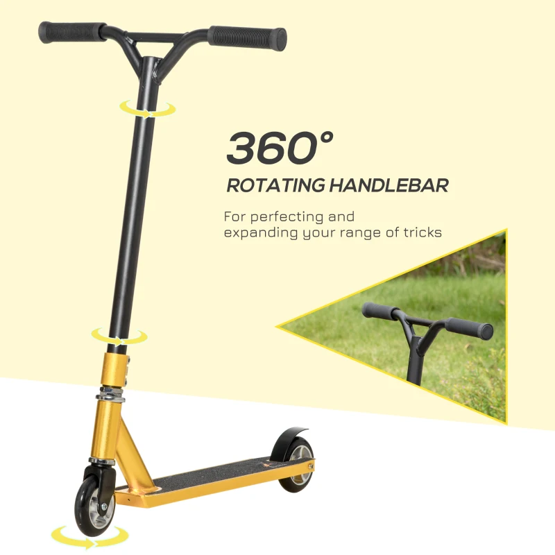 HOMCOM Stunt Scooter, Entry Level Tricks Scooter with Lightweight Aluminium Deck and ABEC 7 Bearing, for 14+ Beginners
